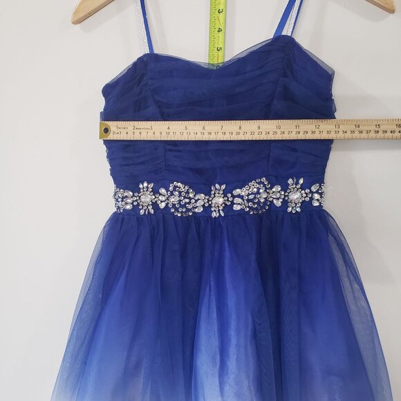 Y2K Deb Blue Ombre Tulle Homecoming Dress Size 7/8 Cocktail Party Formal Flirty - Picture 4 of 6
